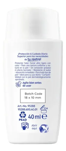 Nivea Sun Fps 50 Facial Ultra Light Fluid Tono Claro