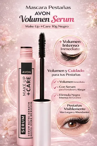 Mascara Pestañas Avon Volumen Serum Make Up Care 10g Negro
