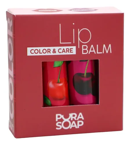 Bálsamo Labial Hidratante Con Color Duo Cherry y Cherry black Pura Soap