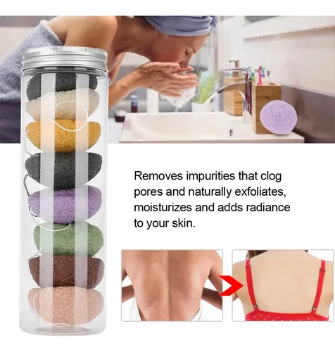 Natural Konjac Flutter, 8 Unidades, Color Redondo, 100% Lava