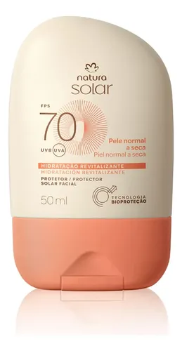 Protector Solar Facial Natura Fps 70 50ml Piel Normal A Seca