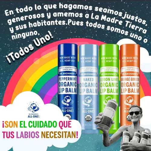 Kit Balsamo Labial Organico Dr Bronner`s 4 Aromas De 4g C/u