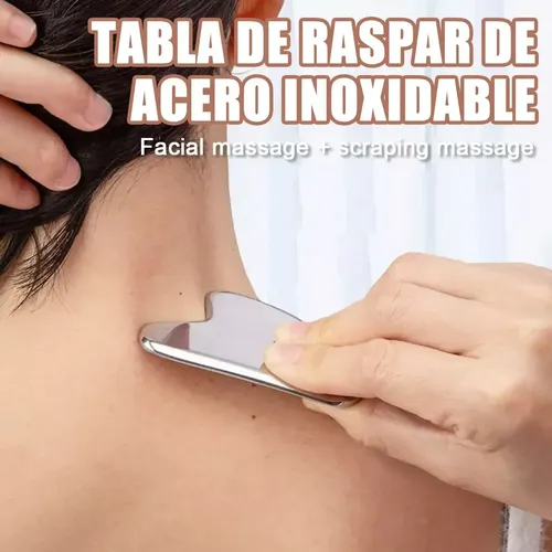 Kit 3 Piezas Guasha Facial Acero Inoxidable Masajes Cuello Todo Tipo De Piel Día/noche