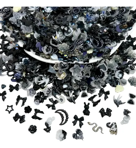 300 Uds. De Dijes For Decoración De Uñas Con Lazo Oscuro
