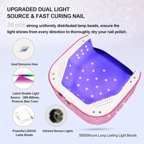 Lámpara De Uñas Uv Led Inalámbrica Lavinda 54w Rosa