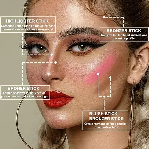 Lezero Kit Contorno Rostro Iluminador Rubor Bronzer Paleta
