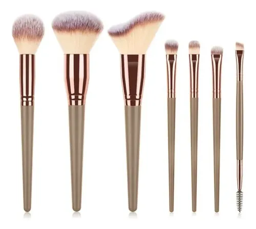Set 15 Brochas Maquillaje Ojos Rubor Con Funda 15 Pieces Champagne Gold Makeup Brush Bag