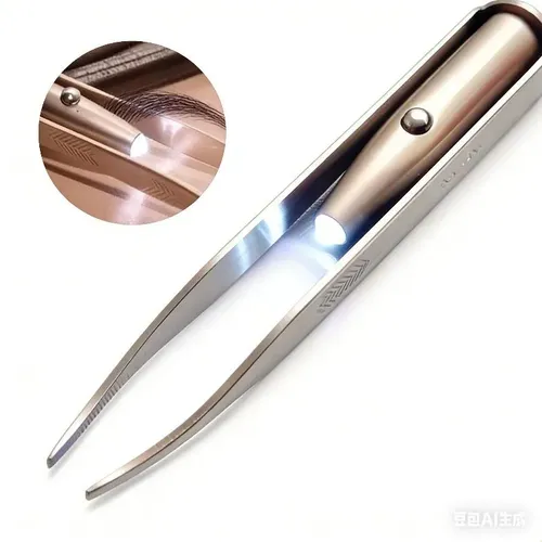 Pinzas Para Cejas Con Luz Led De Acero Inoxidable Precisión