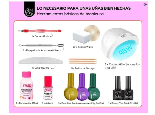 Kit Inicial X16u Cabina Led Uv 48w Gel Uñas Semipermanentes