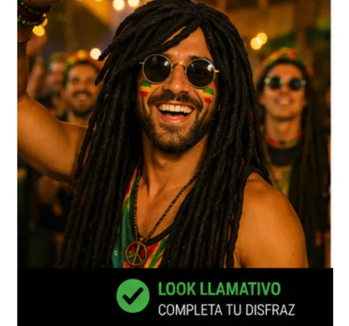 Peluca Rasta Jamaicana Cotillón Reggae Fiesta Carnaval
