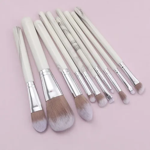 Rancai Set De 10brocha De Maquillaje Con Estampado De Mármol
