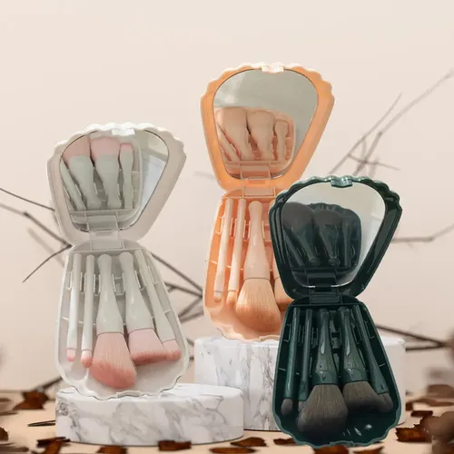 Set De Brochas Cosméticas Con Espejo, Portátil, For Maquill