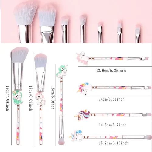 Brochas De Maquillaje Unicornio Set Polvo Y Sombras