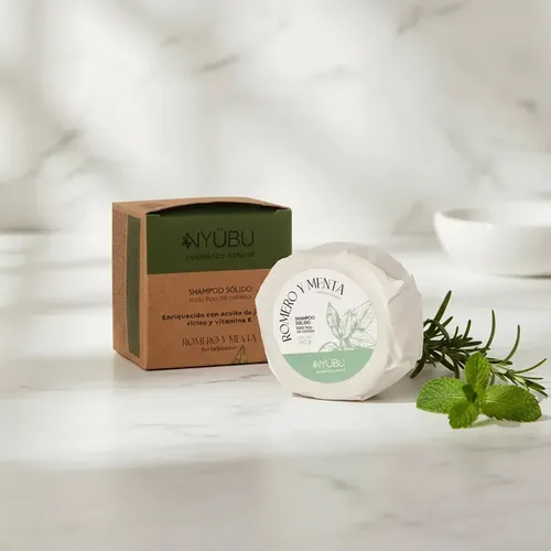 Shampoo Sólido Nyübu – Fortalecedor: Menta Y Romero – 100 Gr