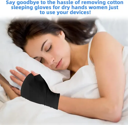 Guantes Algodón Negros Sin Dedos Hidratantes Para Piel Sec