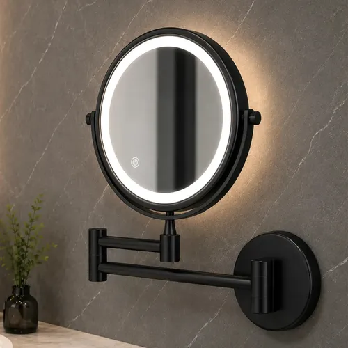 Espejo Pared Maquillaje Led Aumento 3x Extensible Ajustable Negro