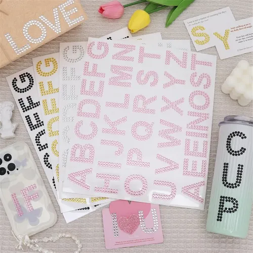 170 Pegatinas Con Letras Con Diamantes De Imitación Plateado