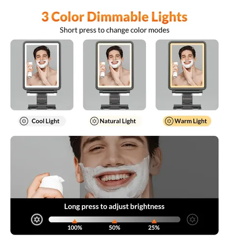 Espejo De Ducha Easehold, Sin Niebla, Con Calefacción Led, 3