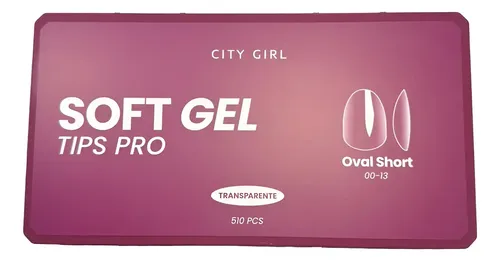 Tips Uñas Postizas City Girl Caja 510u Pro Tamaños 00-13 Tranparente Oval Short Pro