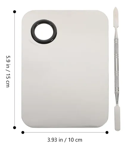 Paleta Mezcladora Maquillaje Esmalte Acero Inox Con Espatula