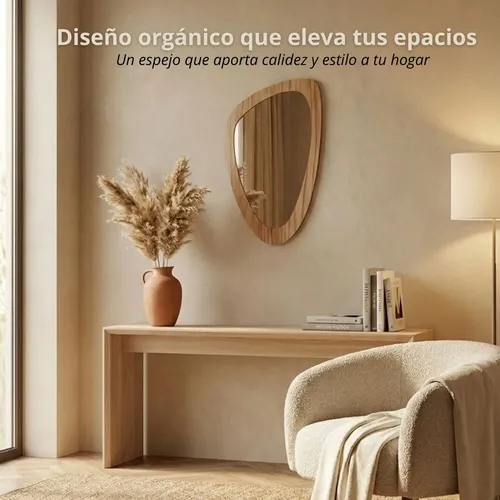 Espejo Madera Asimétrico Orgánico Curvo Deco. Moderno 38×60
