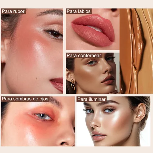 Set 4 Barras Maquillaje Heci Rubor Contorno Iluminador Base