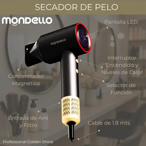Secador De Pelo Profesional Ng+ Led Display Ion Therapy 1600w