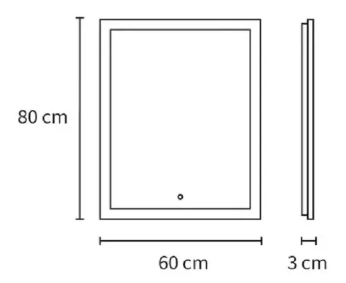 Espejo Led Calido Rectangular Tactil 24w 60x80x3cm Dabor