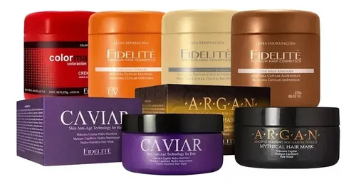 Fidelite Kit 6 Mascaras Capilares ácida + argán + caviar + coco y vainilla + almendra + keratina