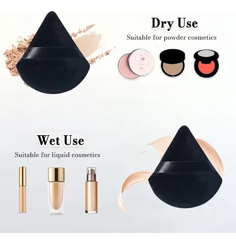 A Esponja De Maquillaje Triangular 3 Piezas Negra Tamaño Z