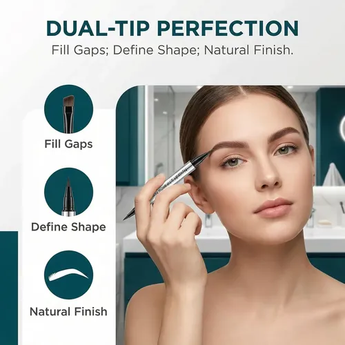 Delineador De Cejas 2 En 1 Impermeable Marrón Oscuro