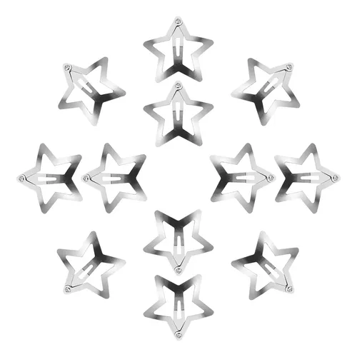 40 Clips De Pelo Estrella De Plata Pequeños Y Durables