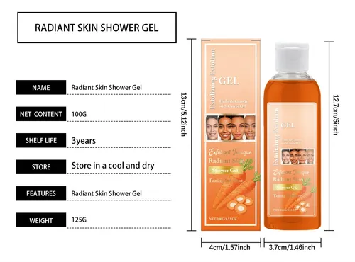 Gel De Baño Iluminador De Zanahoria Con Jabón Líquido, 100 M