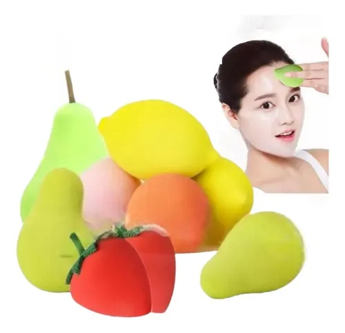 X3 Esponja De Maquillaje Frutas Beauty Blender Base Contorno
