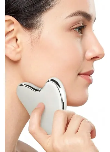 Gua Sha Facial Acero Inoxidable Plata Masaje Manual