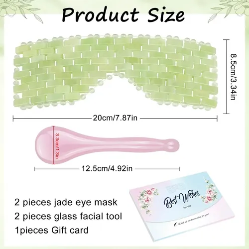 Set 4 Piezas Masajeador Facial Jade Vidrio Verde