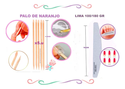 Tips Soft Gel Cherimoya Kit, Gel Sólido, Primer, Wipes, Lima