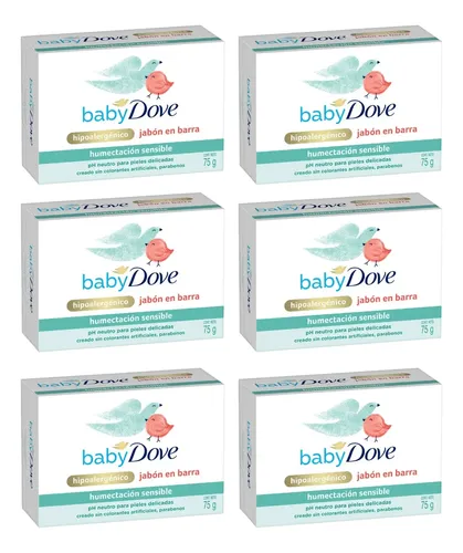 Dove Baby Jabon Barra Hipoalergénico Humec Sensible X 6 Unid