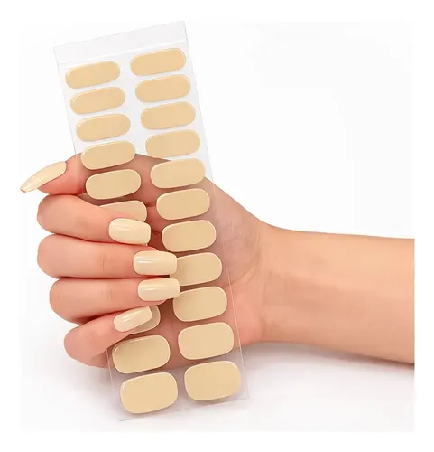 Tiras De Uñas de Gel Premium 22u Autoadhesivas – No Necesitan Lámpara Uv – Nude Crema