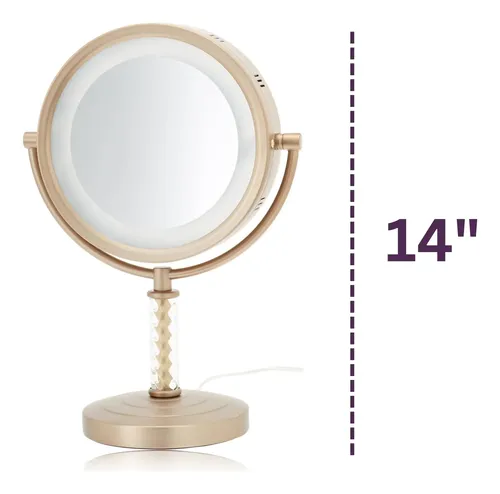 Espejo De Maquillaje Jerdon De Mesa Con Luz Y Aumento 1x/6x