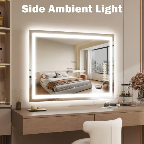 Espejo De Vanidad Con Luz Led Rolove 96x71cm Blanco