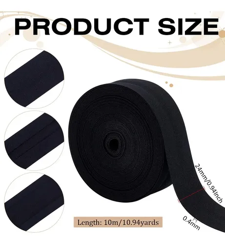 Cintas De Poliéster Plegables De 10 M, Planas, Negras, 1 Pul Negro Sólido