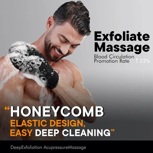 Guante Exfoliante Baño Negro Grande Para Spa Y Masaje