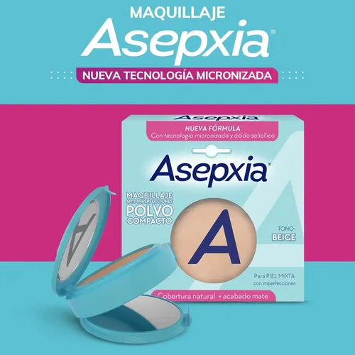 Base de maquillaje Asepxia Polvo Compacto Asepxia Maquillaje Polvo Compacto Marfil 10 Gr – 10g