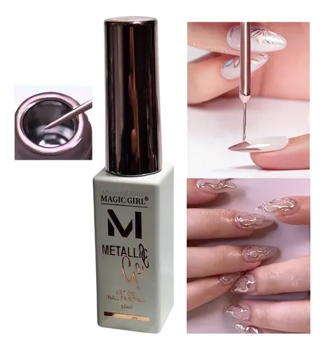 Esmalte Liner Uv Led Rosa Metalizado Nail Art Decoracion