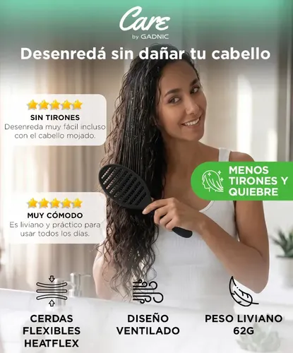 Cepillo De Pelo Care By Gadnic Desenredante Antitirones Diseño Ventilado Para Cabello Humedo Seco