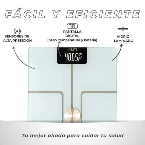 Balanza Digital Baño Inteligente Bluetooth Personal Grasa Corporal Color Negro