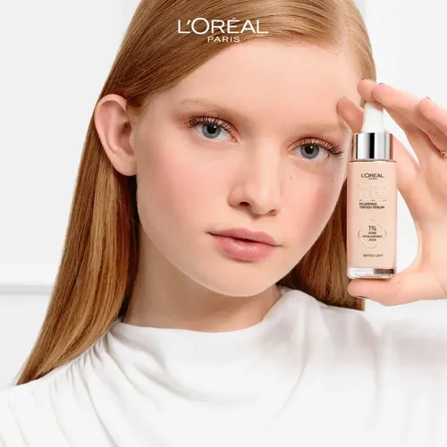 L’Oréal Paris True Match Sérum Rellenador con Color, Base de Maquillaje con Ácido Hialurónico, Hidrata la Piel al Instante, Textura Ligera, Tono 1-2 Rosy Light, 30 ml