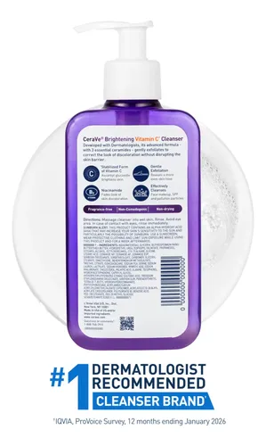Limpiador Facial Iluminador Con Vitamina C Cerave, 8 Onzas