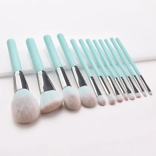 Set 12 Brochas De Maquillaje Con Estuche Azul